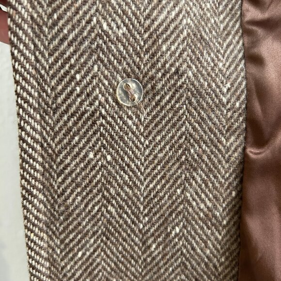 VINTAGE 60s/70s Pendleton Virgin Wool Herringbone Ranch Coat Loomed in Oregon - Picture 9 of 10